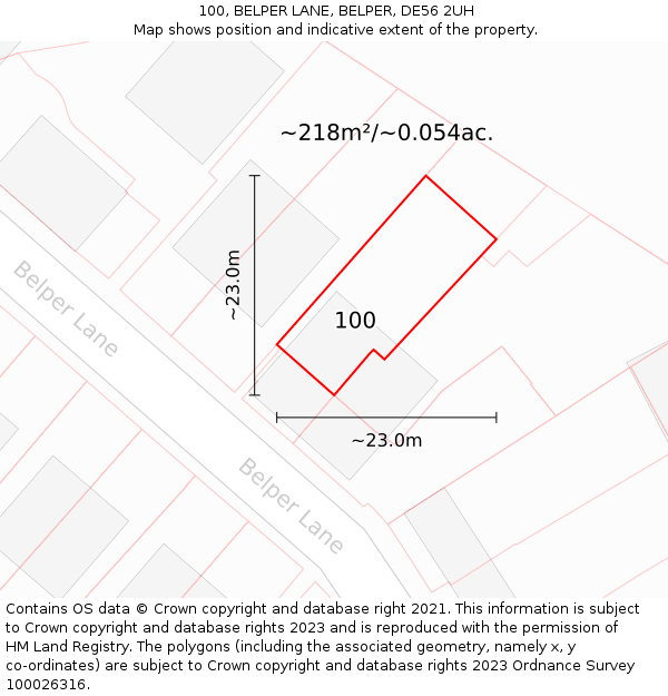 100, BELPER LANE, BELPER, DE56 2UH: Plot and title map
