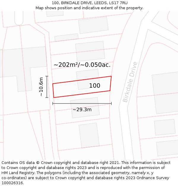 100, BIRKDALE DRIVE, LEEDS, LS17 7RU: Plot and title map