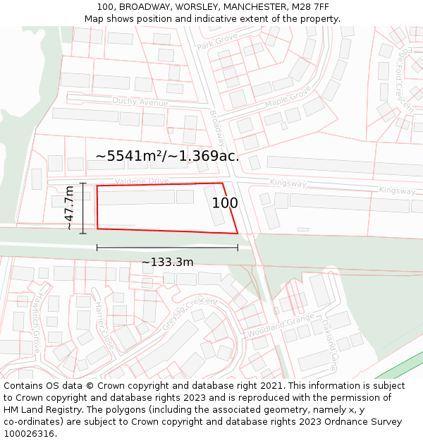 100, BROADWAY, WORSLEY, MANCHESTER, M28 7FF: Plot and title map