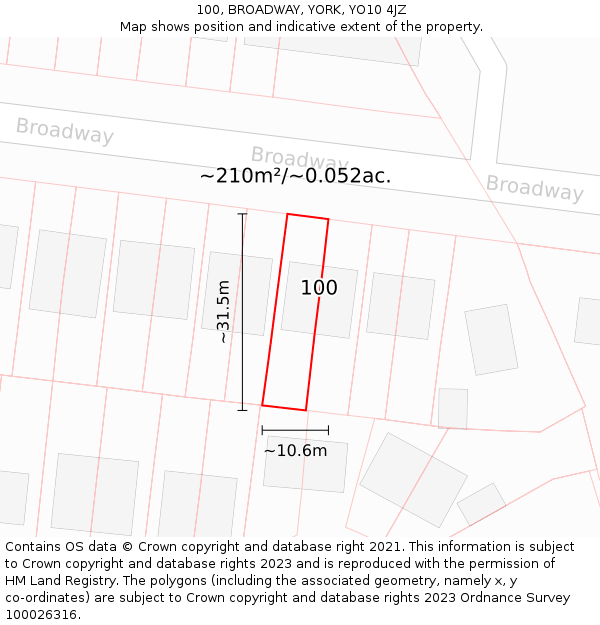 100, BROADWAY, YORK, YO10 4JZ: Plot and title map