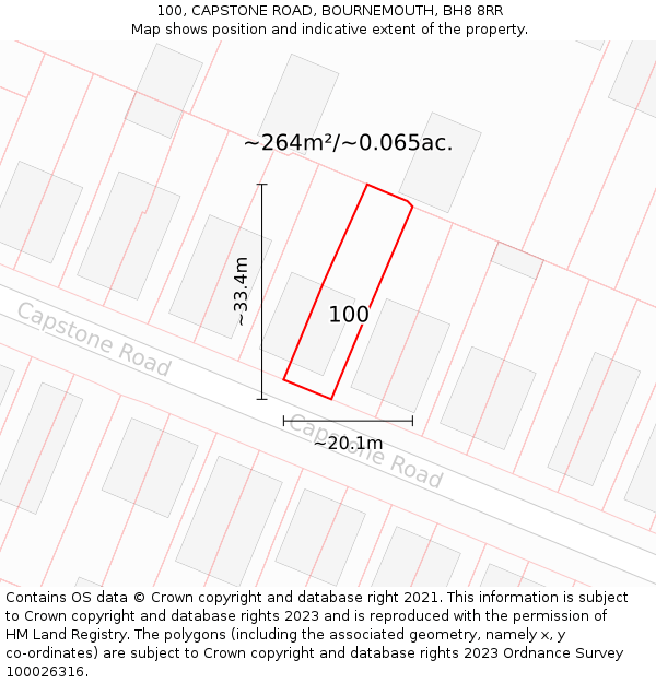 100, CAPSTONE ROAD, BOURNEMOUTH, BH8 8RR: Plot and title map