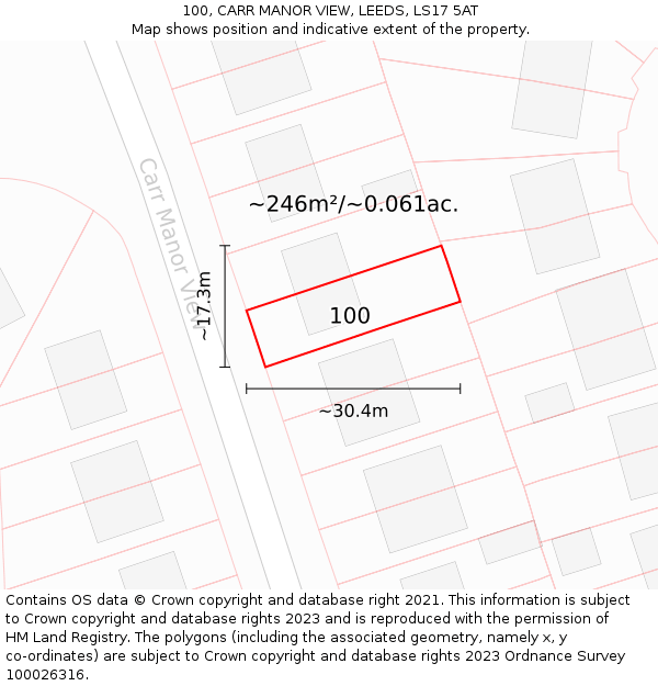 100, CARR MANOR VIEW, LEEDS, LS17 5AT: Plot and title map