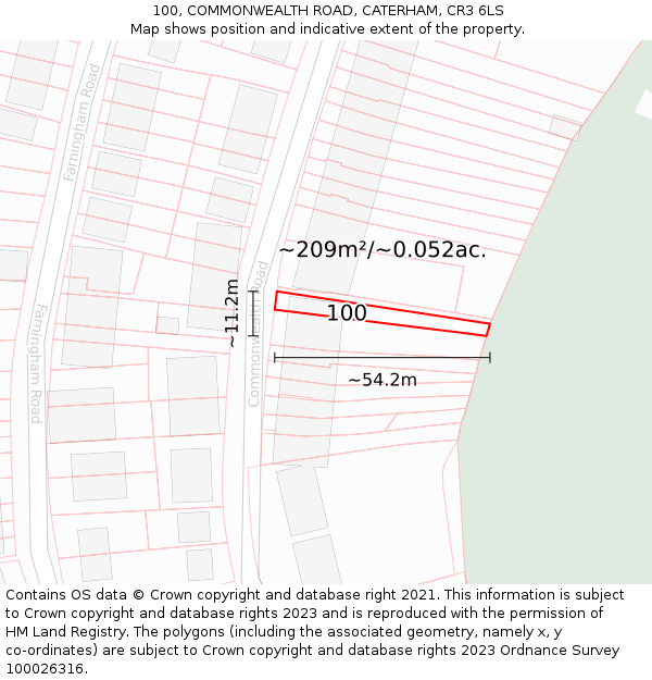 100, COMMONWEALTH ROAD, CATERHAM, CR3 6LS: Plot and title map