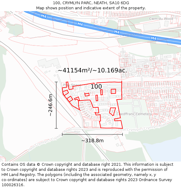 100, CRYMLYN PARC, NEATH, SA10 6DG: Plot and title map