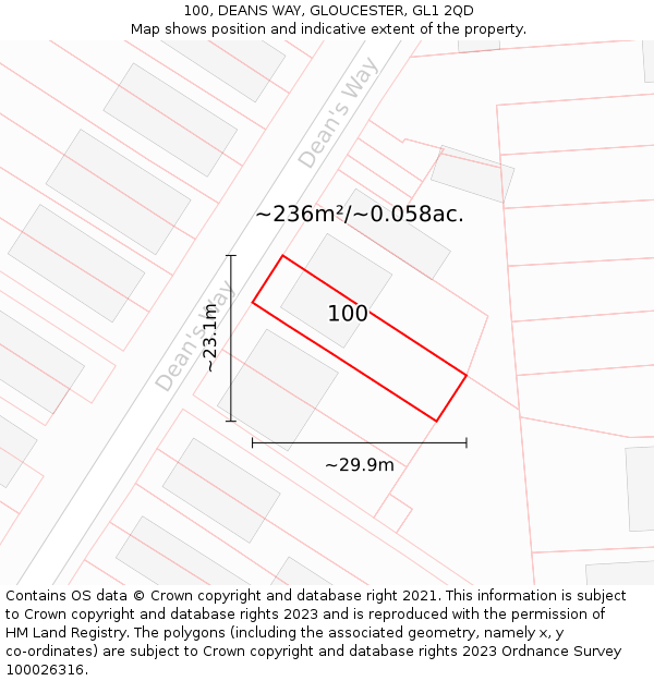 100, DEANS WAY, GLOUCESTER, GL1 2QD: Plot and title map