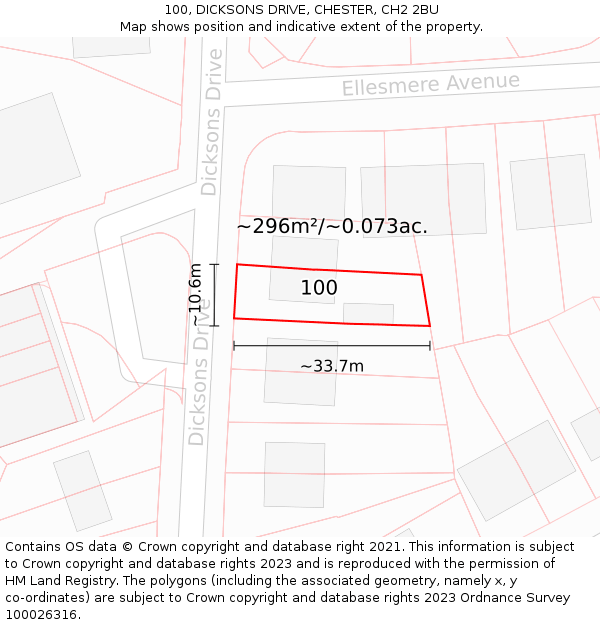 100, DICKSONS DRIVE, CHESTER, CH2 2BU: Plot and title map