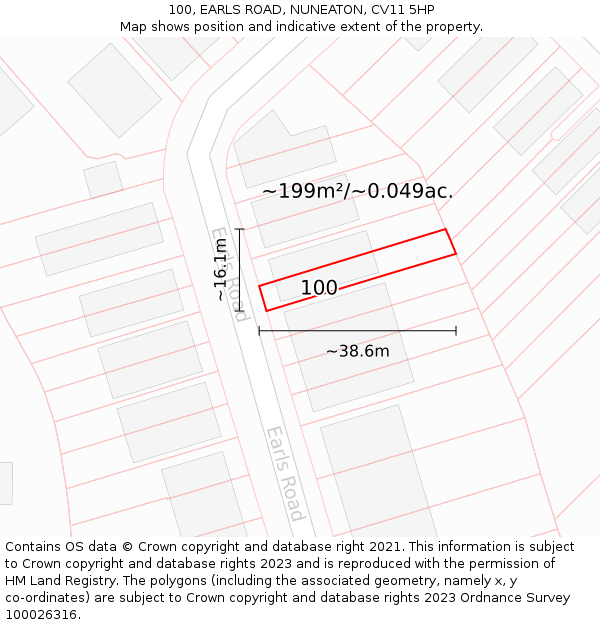 100, EARLS ROAD, NUNEATON, CV11 5HP: Plot and title map