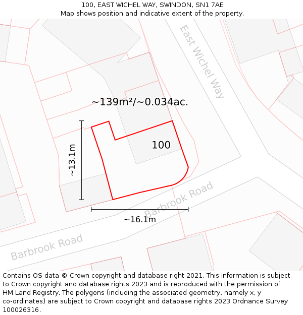 100, EAST WICHEL WAY, SWINDON, SN1 7AE: Plot and title map
