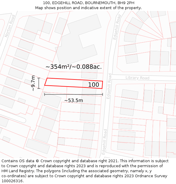 100, EDGEHILL ROAD, BOURNEMOUTH, BH9 2PH: Plot and title map