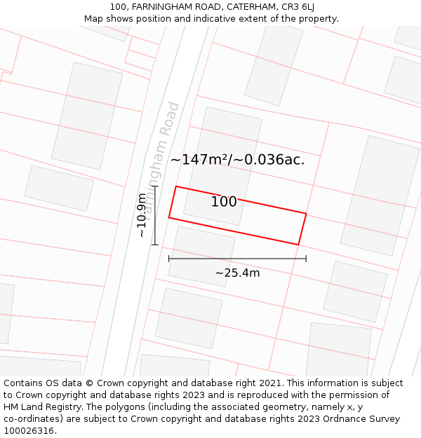100, FARNINGHAM ROAD, CATERHAM, CR3 6LJ: Plot and title map