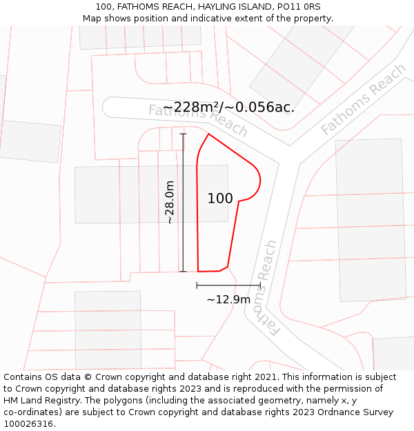 100, FATHOMS REACH, HAYLING ISLAND, PO11 0RS: Plot and title map