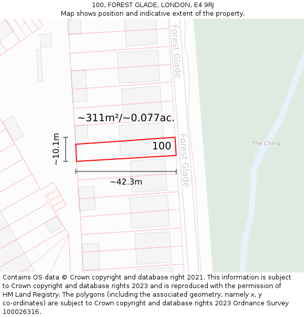 100, FOREST GLADE, LONDON, E4 9RJ: Plot and title map
