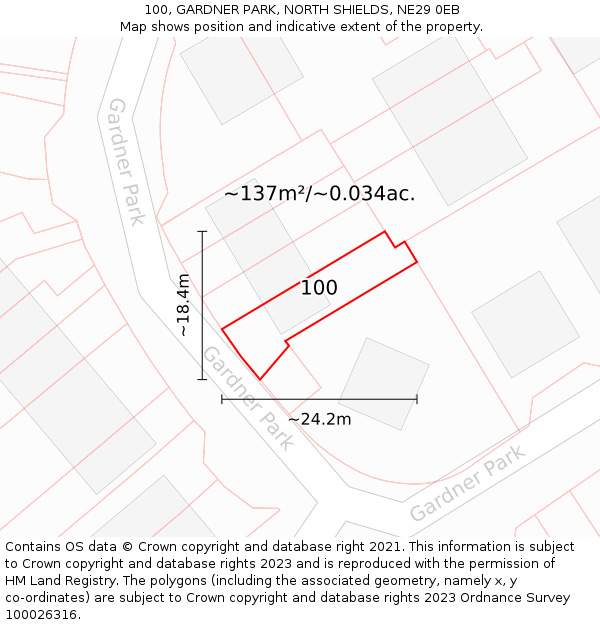 100, GARDNER PARK, NORTH SHIELDS, NE29 0EB: Plot and title map