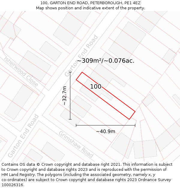 100, GARTON END ROAD, PETERBOROUGH, PE1 4EZ: Plot and title map
