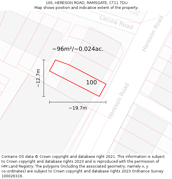 100, HERESON ROAD, RAMSGATE, CT11 7DU: Plot and title map