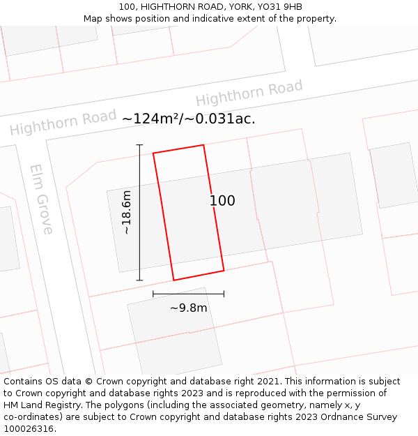 100, HIGHTHORN ROAD, YORK, YO31 9HB: Plot and title map
