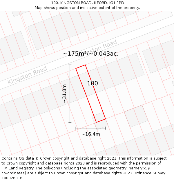 100, KINGSTON ROAD, ILFORD, IG1 1PD: Plot and title map