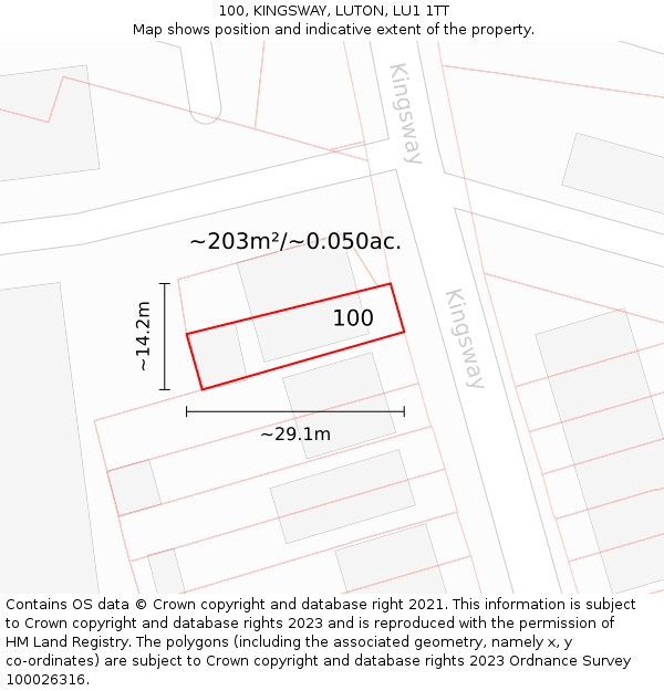 100, KINGSWAY, LUTON, LU1 1TT: Plot and title map