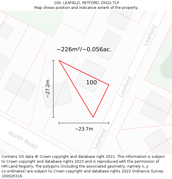 100, LEAFIELD, RETFORD, DN22 7LP: Plot and title map