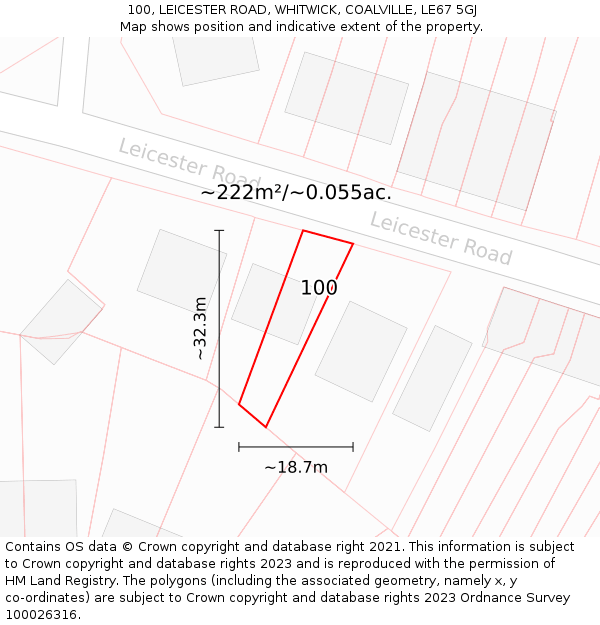 100, LEICESTER ROAD, WHITWICK, COALVILLE, LE67 5GJ: Plot and title map