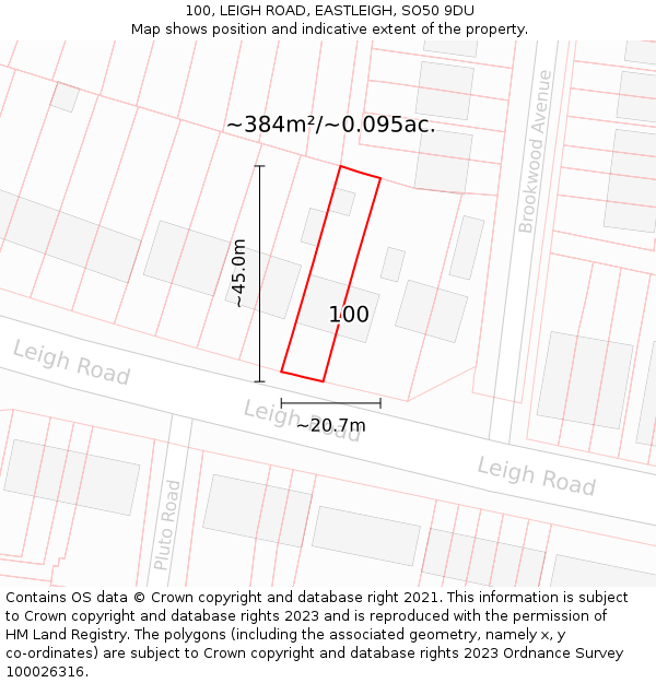 100, LEIGH ROAD, EASTLEIGH, SO50 9DU: Plot and title map