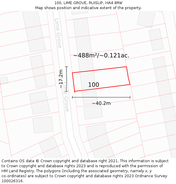 100, LIME GROVE, RUISLIP, HA4 8RW: Plot and title map