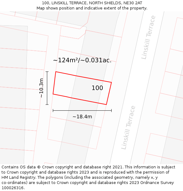 100, LINSKILL TERRACE, NORTH SHIELDS, NE30 2AT: Plot and title map