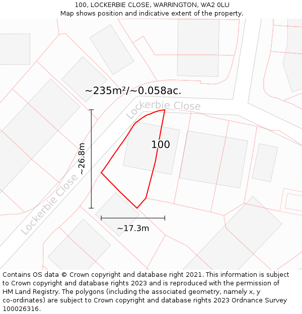100, LOCKERBIE CLOSE, WARRINGTON, WA2 0LU: Plot and title map