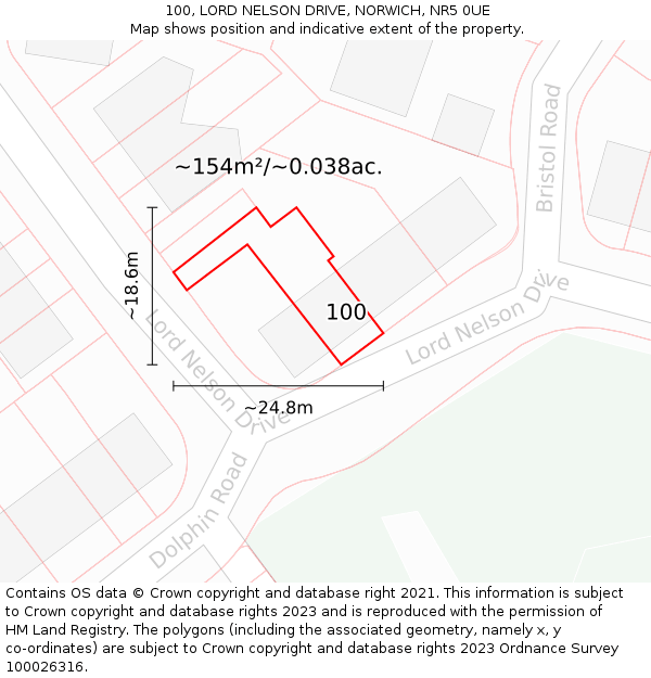 100, LORD NELSON DRIVE, NORWICH, NR5 0UE: Plot and title map
