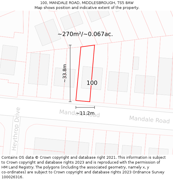 100, MANDALE ROAD, MIDDLESBROUGH, TS5 8AW: Plot and title map