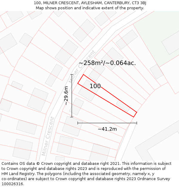 100, MILNER CRESCENT, AYLESHAM, CANTERBURY, CT3 3BJ: Plot and title map