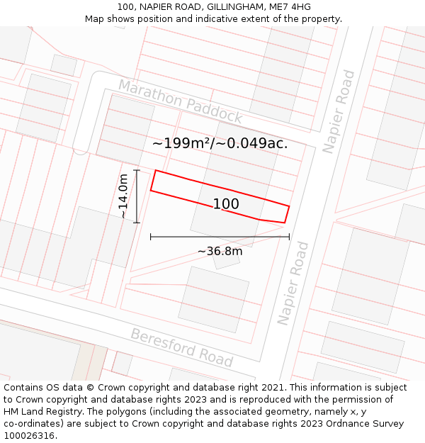 100, NAPIER ROAD, GILLINGHAM, ME7 4HG: Plot and title map