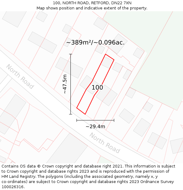 100, NORTH ROAD, RETFORD, DN22 7XN: Plot and title map