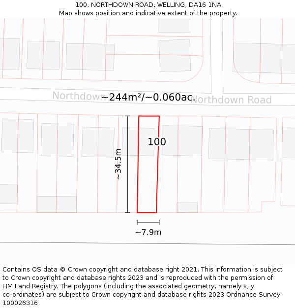 100, NORTHDOWN ROAD, WELLING, DA16 1NA: Plot and title map