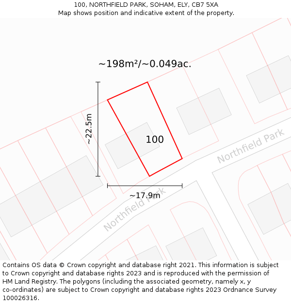 100, NORTHFIELD PARK, SOHAM, ELY, CB7 5XA: Plot and title map