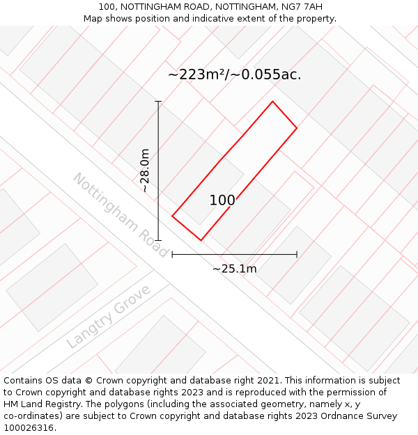 100, NOTTINGHAM ROAD, NOTTINGHAM, NG7 7AH: Plot and title map