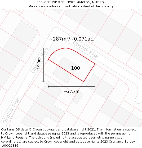 100, OBELISK RISE, NORTHAMPTON, NN2 8QU: Plot and title map