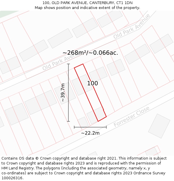 100, OLD PARK AVENUE, CANTERBURY, CT1 1DN: Plot and title map