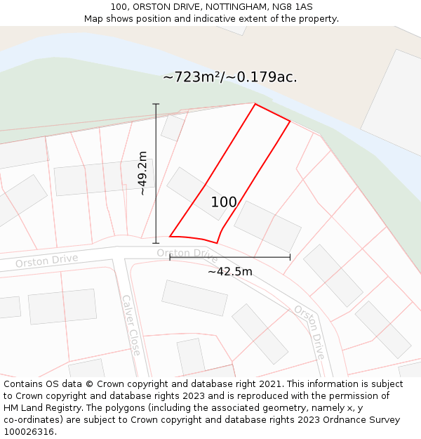 100, ORSTON DRIVE, NOTTINGHAM, NG8 1AS: Plot and title map