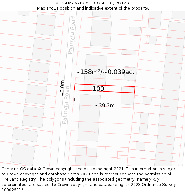 100, PALMYRA ROAD, GOSPORT, PO12 4EH: Plot and title map