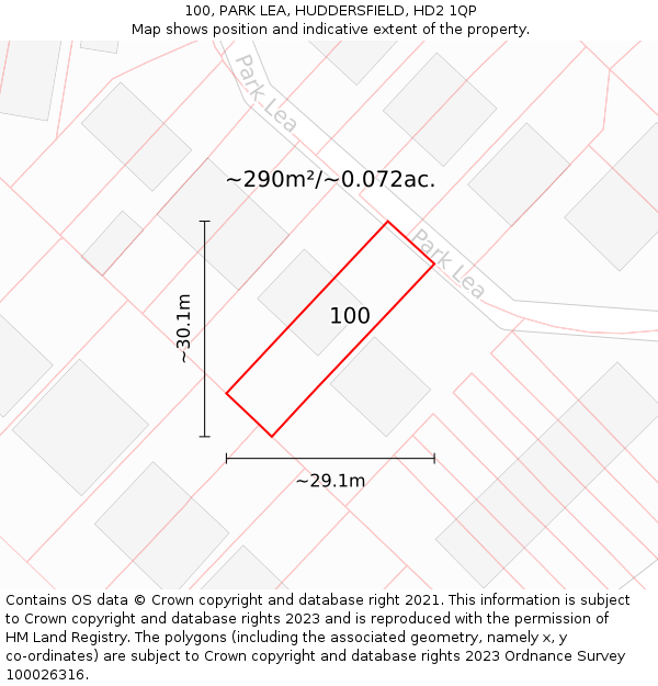 100, PARK LEA, HUDDERSFIELD, HD2 1QP: Plot and title map