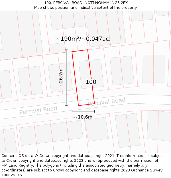100, PERCIVAL ROAD, NOTTINGHAM, NG5 2EX: Plot and title map