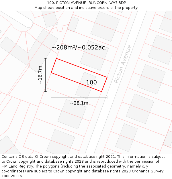 100, PICTON AVENUE, RUNCORN, WA7 5DP: Plot and title map