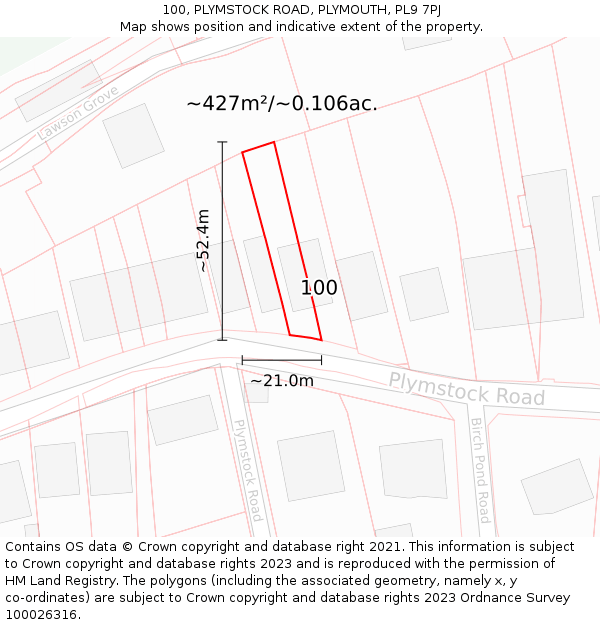 100, PLYMSTOCK ROAD, PLYMOUTH, PL9 7PJ: Plot and title map
