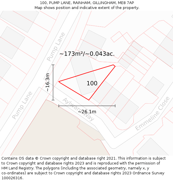 100, PUMP LANE, RAINHAM, GILLINGHAM, ME8 7AP: Plot and title map