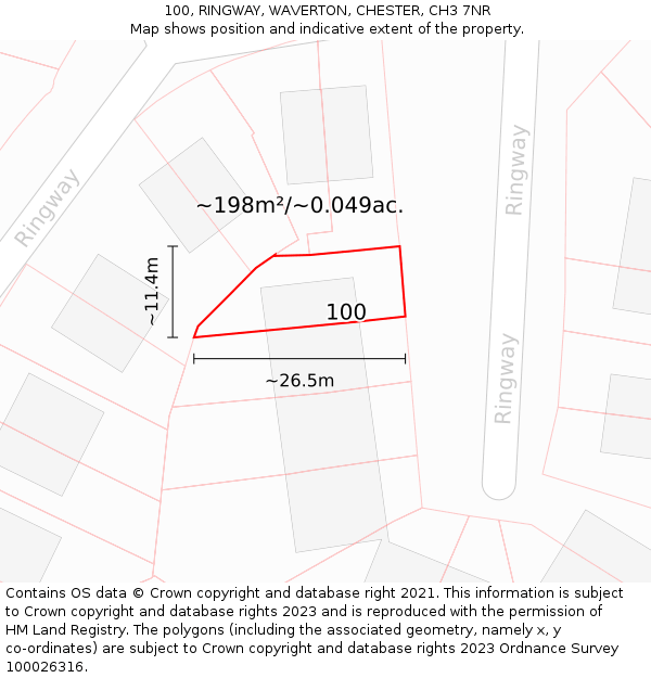 100, RINGWAY, WAVERTON, CHESTER, CH3 7NR: Plot and title map