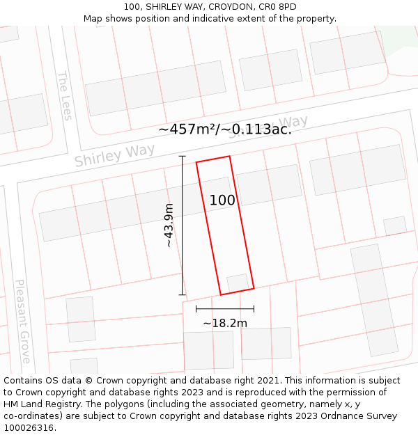 100, SHIRLEY WAY, CROYDON, CR0 8PD: Plot and title map