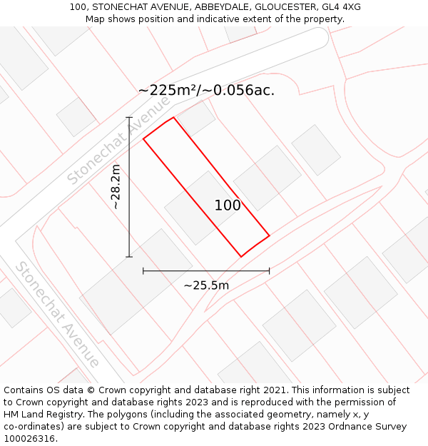 100, STONECHAT AVENUE, ABBEYDALE, GLOUCESTER, GL4 4XG: Plot and title map