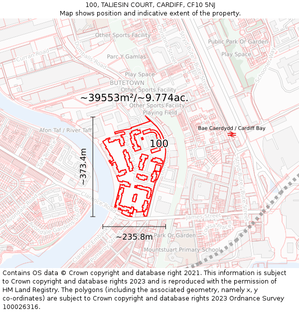 100, TALIESIN COURT, CARDIFF, CF10 5NJ: Plot and title map