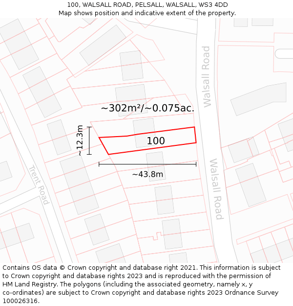100, WALSALL ROAD, PELSALL, WALSALL, WS3 4DD: Plot and title map